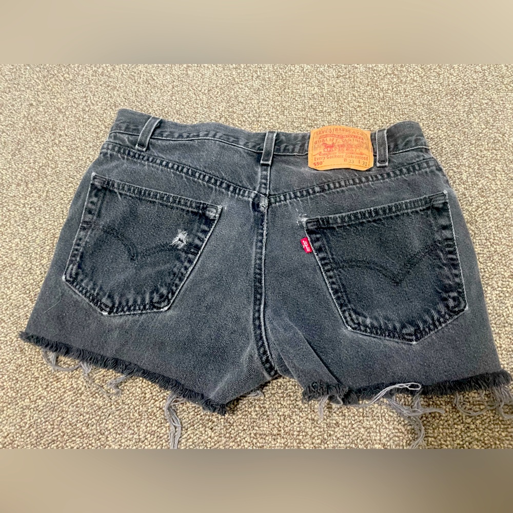 Vintage Levi's 550 black cutoff denim shorts